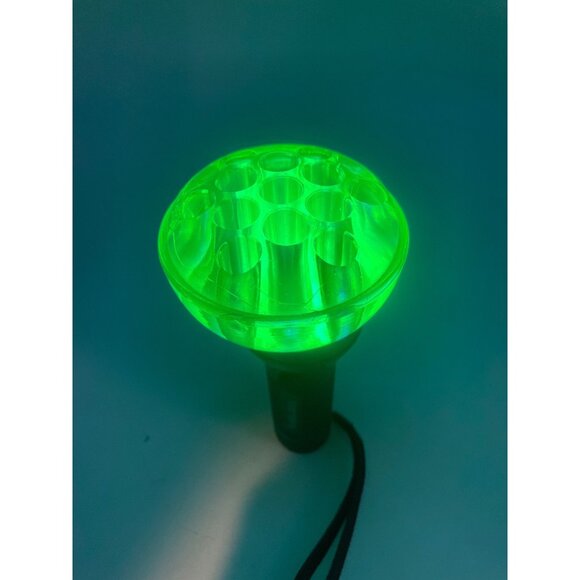 Green Vaseline Uranium & Clear Vintage Glass Flower Frog Set - Picture 1 of 7